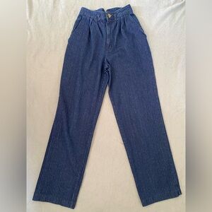 Vintage Britannia Womens High Waist Denim Mom Straight Jeans Pleated Size 5